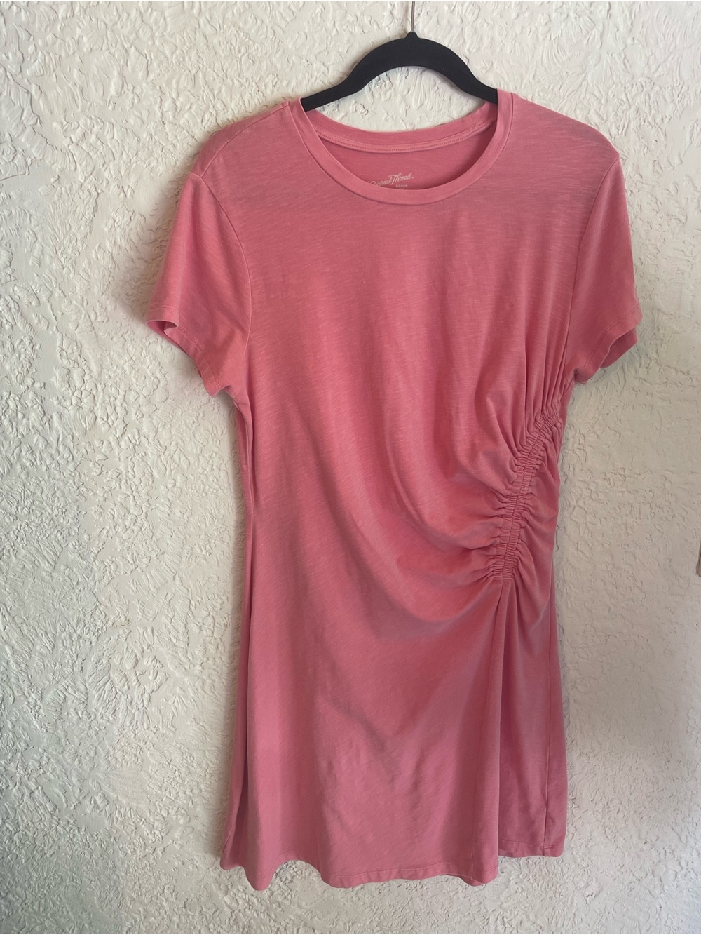 Universal Thread Pink Side-Ruched Short Sleeve Tee Dress